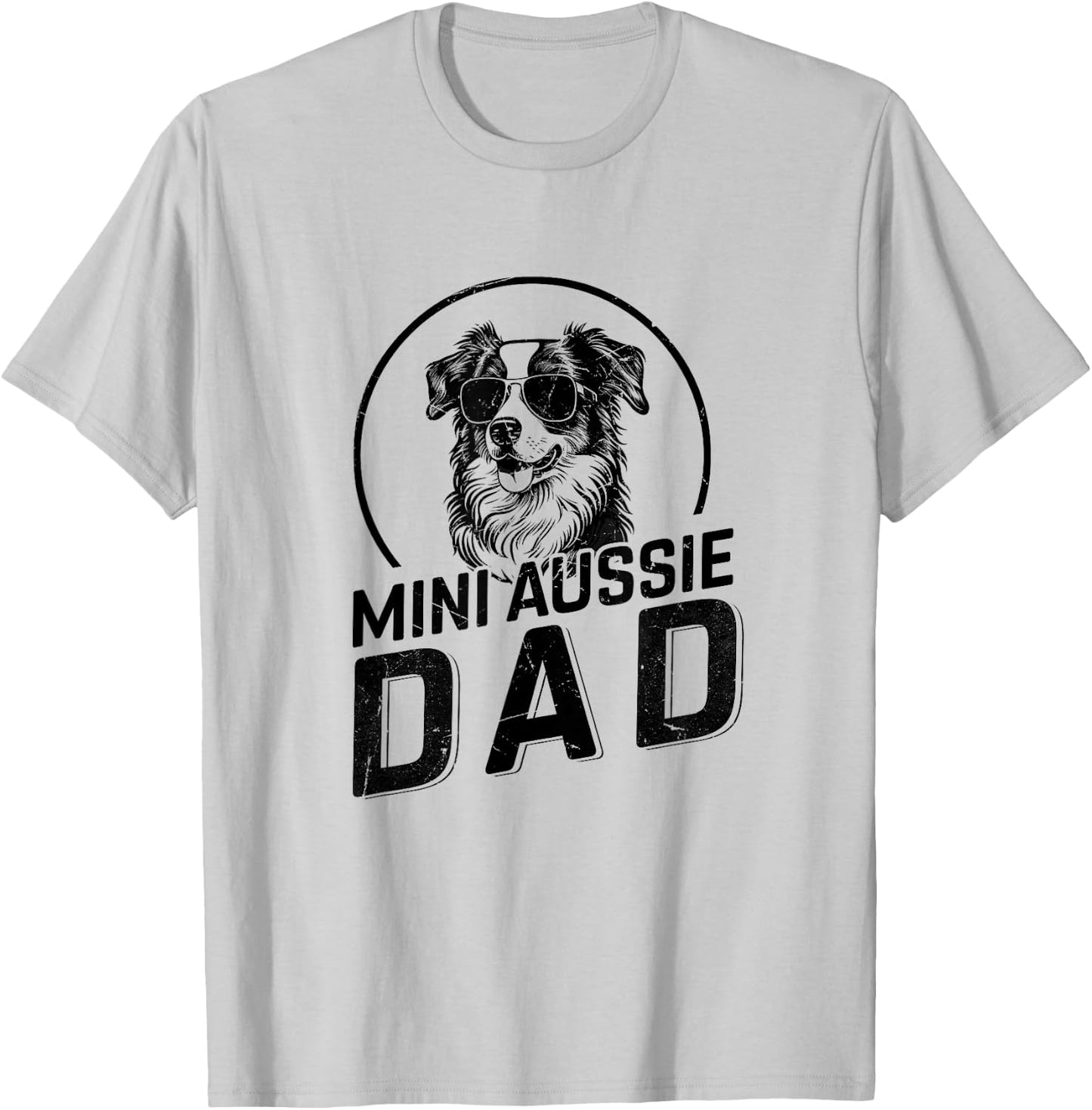 Mini Aussie Dad Dog Owner Gifts Funny Dad Christmas T-Shirt - T-Shirt | Ash