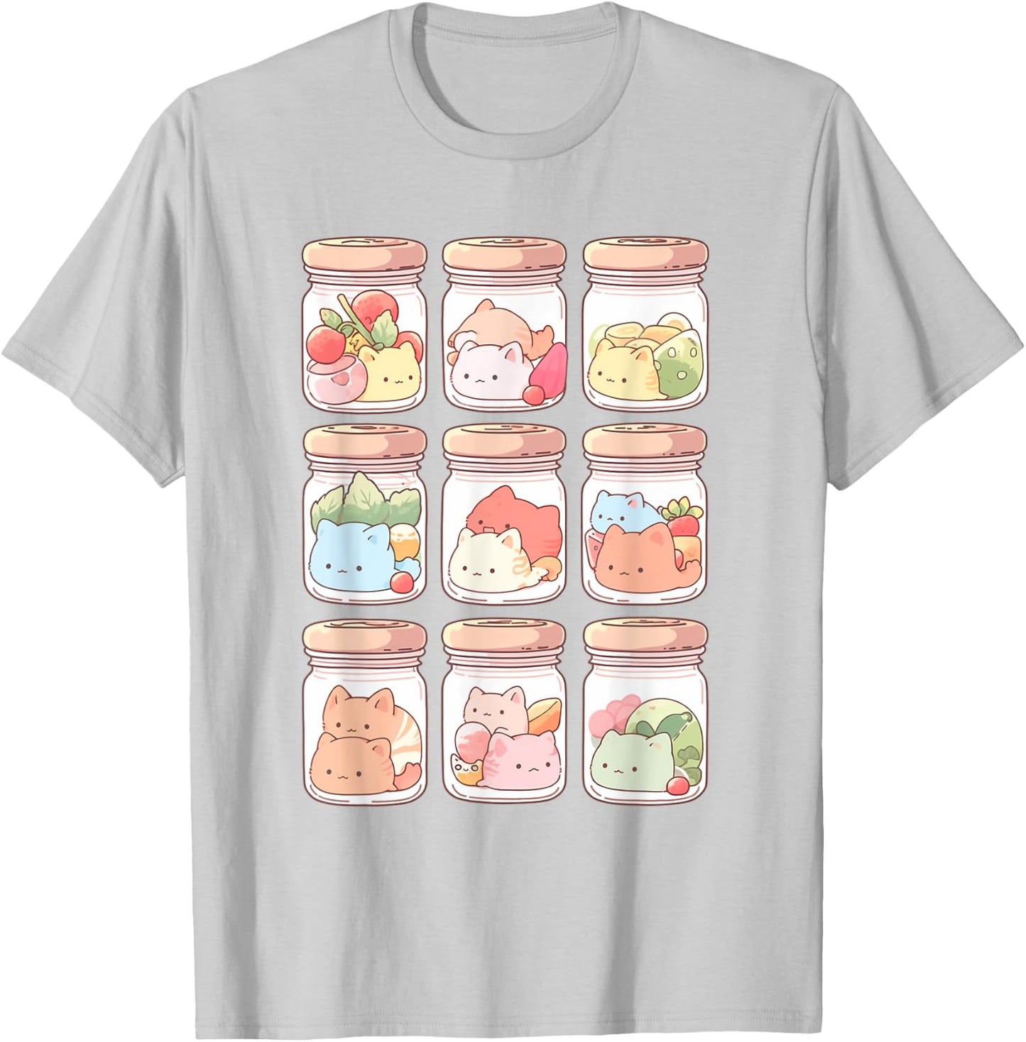 Kawaii Chibi Cats | Japanese Anime Manga Decora Aesthetic T-Shirt - T-Shirt | Ash
