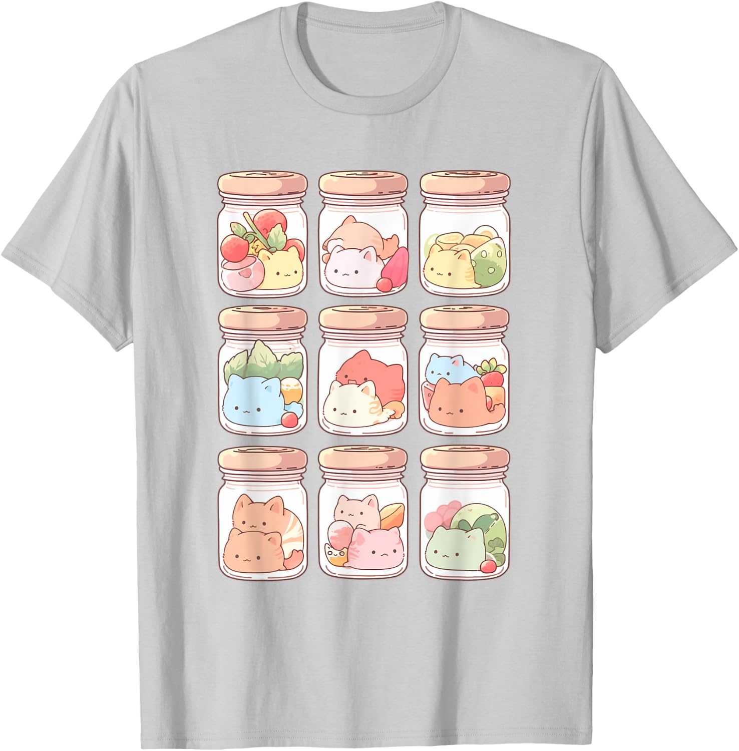 Kawaii Chibi Cats | Japanese Anime Manga Decora Aesthetic T-Shirt - T-Shirt | Ash