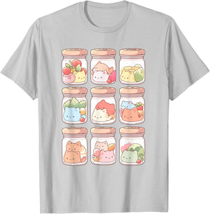 Kawaii Chibi Cats | Japanese Anime Manga Decora Aesthetic T-Shirt - T-Shirt | Ash