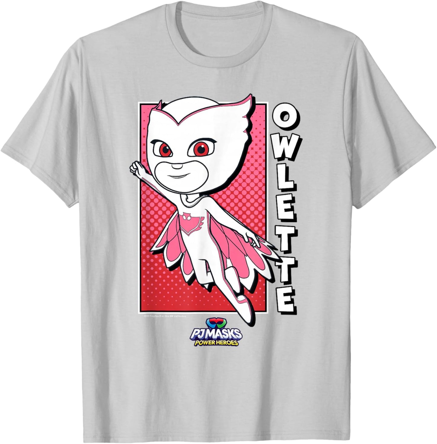 PJ Masks Owlette Comic Style Panel Logo T-Shirt - T-Shirt | Ash