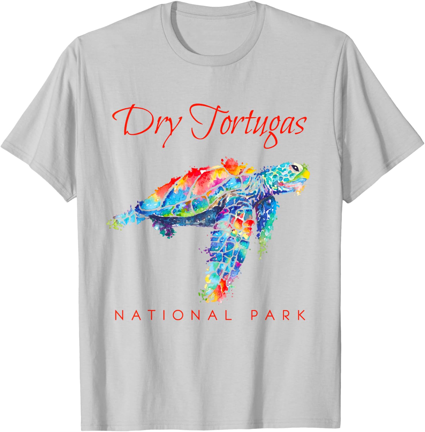 Dry Tortugas National Park Watercolor Sea Turtle T-Shirt - T-Shirt | Ash