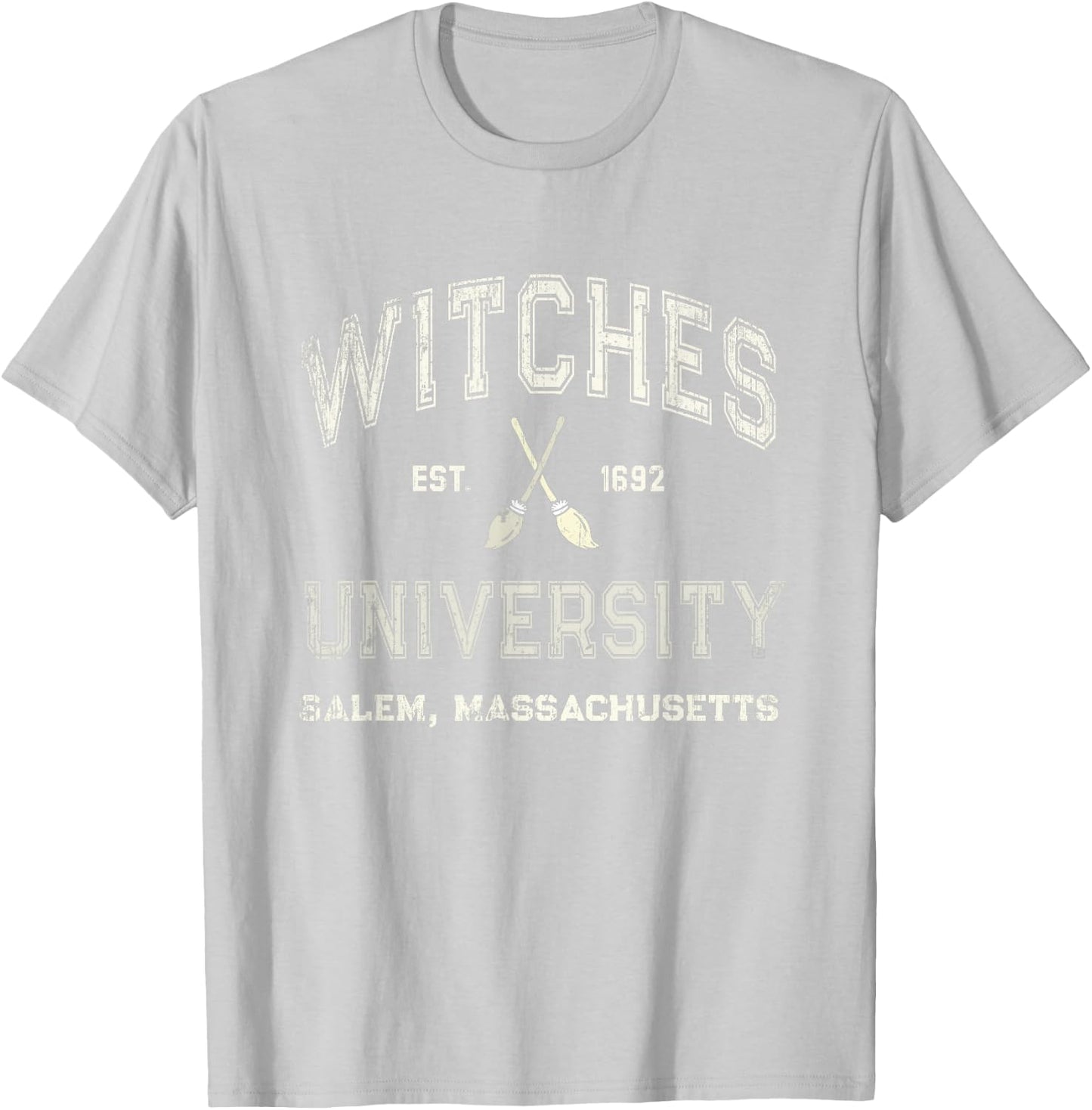 Funny WITCHES UNIVERSITY Salem Witch Broom Company 1692 T-Shirt - T-Shirt | Ash