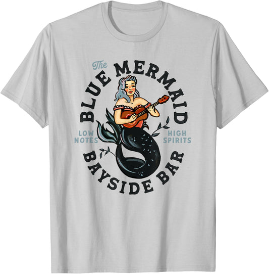 Sailor Mermaid Tattoo Guitar Playing Dive Bar Music Pinup T-Shirt - T-Shirt | Ash