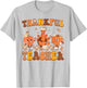 Thankful Teacher Retro Groovy Thanksgiving Fall Women Men T-Shirt - T-Shirt | Ash