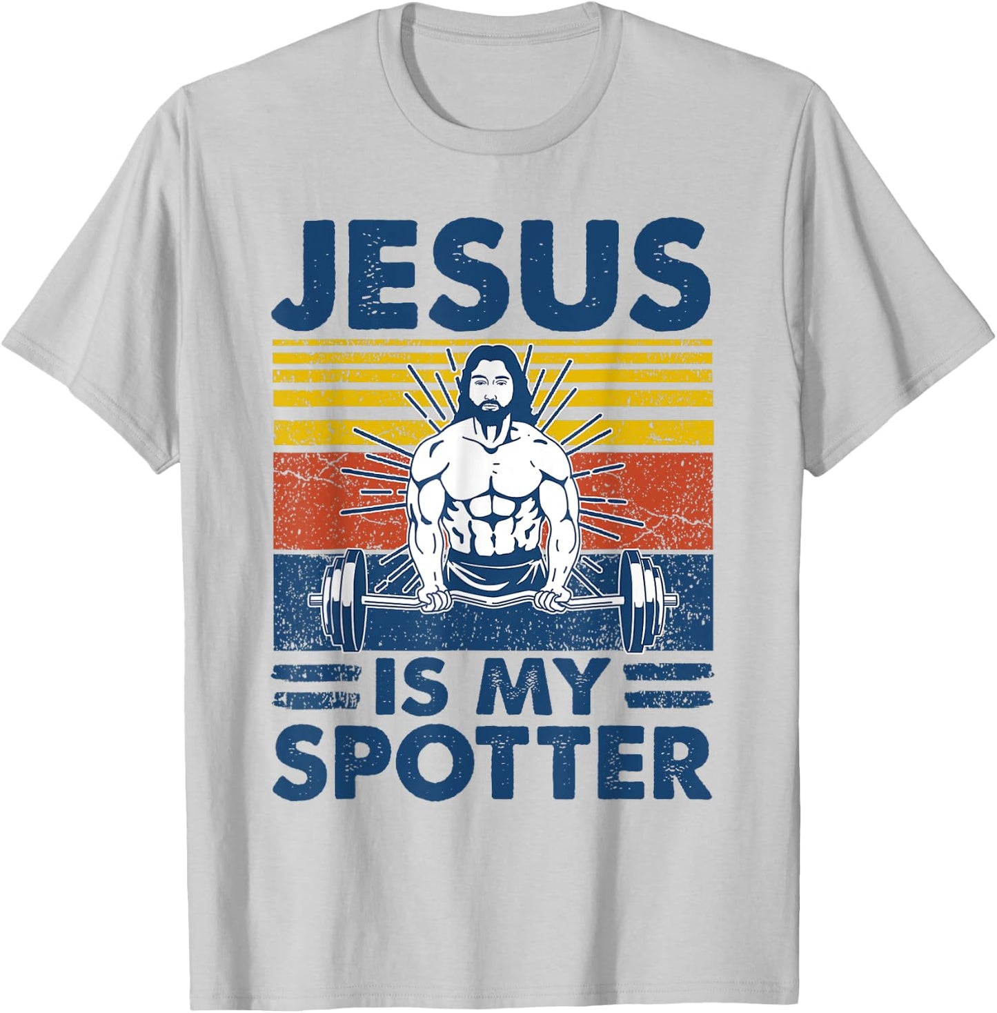 Jesus Is My Spotter Funny Christian Weightlifting Gym T-Shirt - T-Shirt | Ash