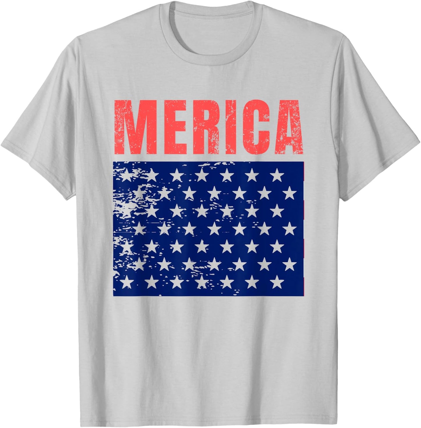 Merica Red Blue Distressed Stars Flag Patriotic American Women Men T-Shirt - T-Shirt | Ash
