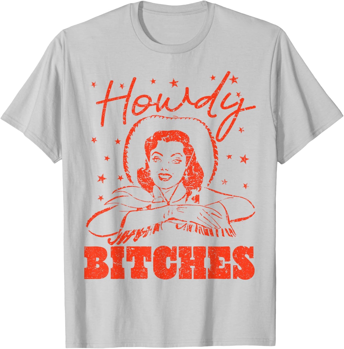 Vintage Howdy Bitches Rodeo Western Country Southern Cowgirl T-Shirt - T-Shirt | Ash