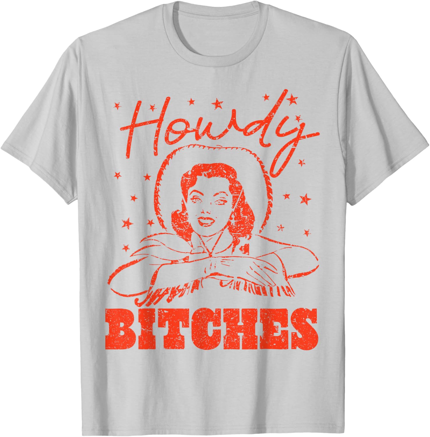 Vintage Howdy Bitches Rodeo Western Country Southern Cowgirl T-Shirt - T-Shirt | Ash