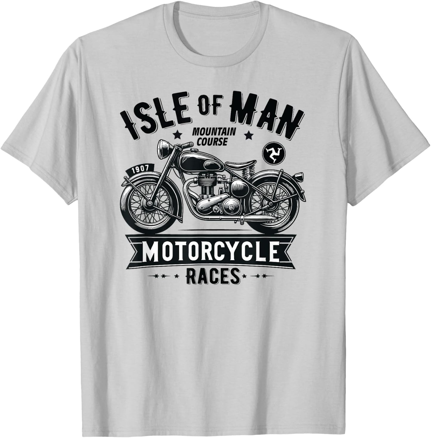 Isle of Man TT Races Vintage Motorcycle Retro Design T-Shirt - T-Shirt | Ash