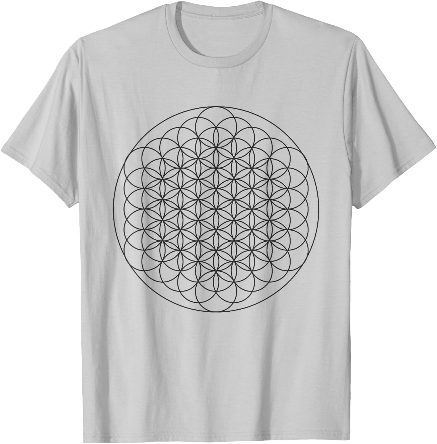 Flower of Life Sacred Mystical Geometry Platonic Solids T-Shirt - T-Shirt | Ash