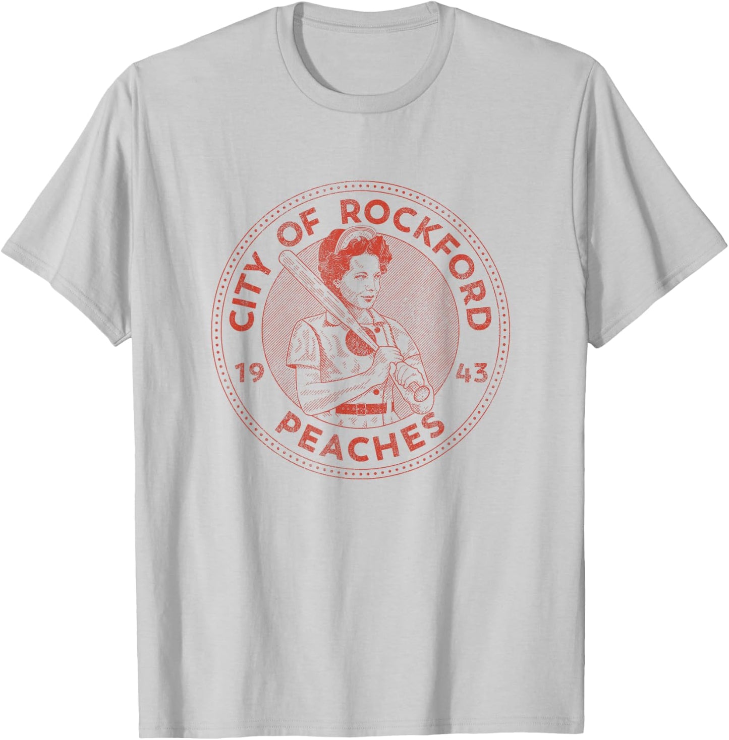 City of Rockford Peaches Baseball T-Shirt - T-Shirt | Ash