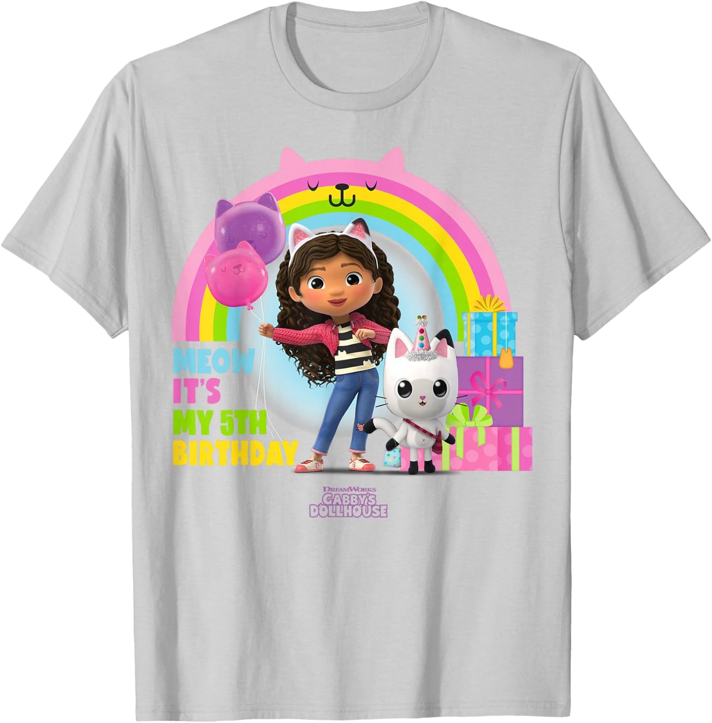 DreamWorks Gabby's Dollhouse 5th Birthday T-Shirt - T-Shirt | Ash