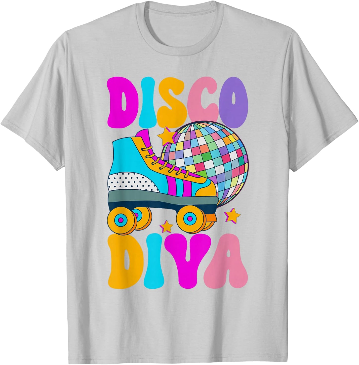 Roller Skating Disco Diva Skate Girl 70s Retro T-Shirt - T-Shirt | Ash
