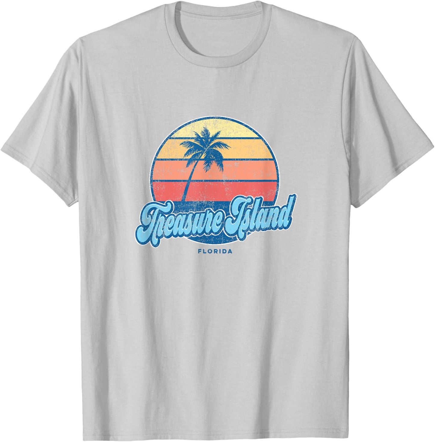 Vintage Treasure Island Florida FL Classic 70s Retro Surfer T-Shirt - T-Shirt | Ash