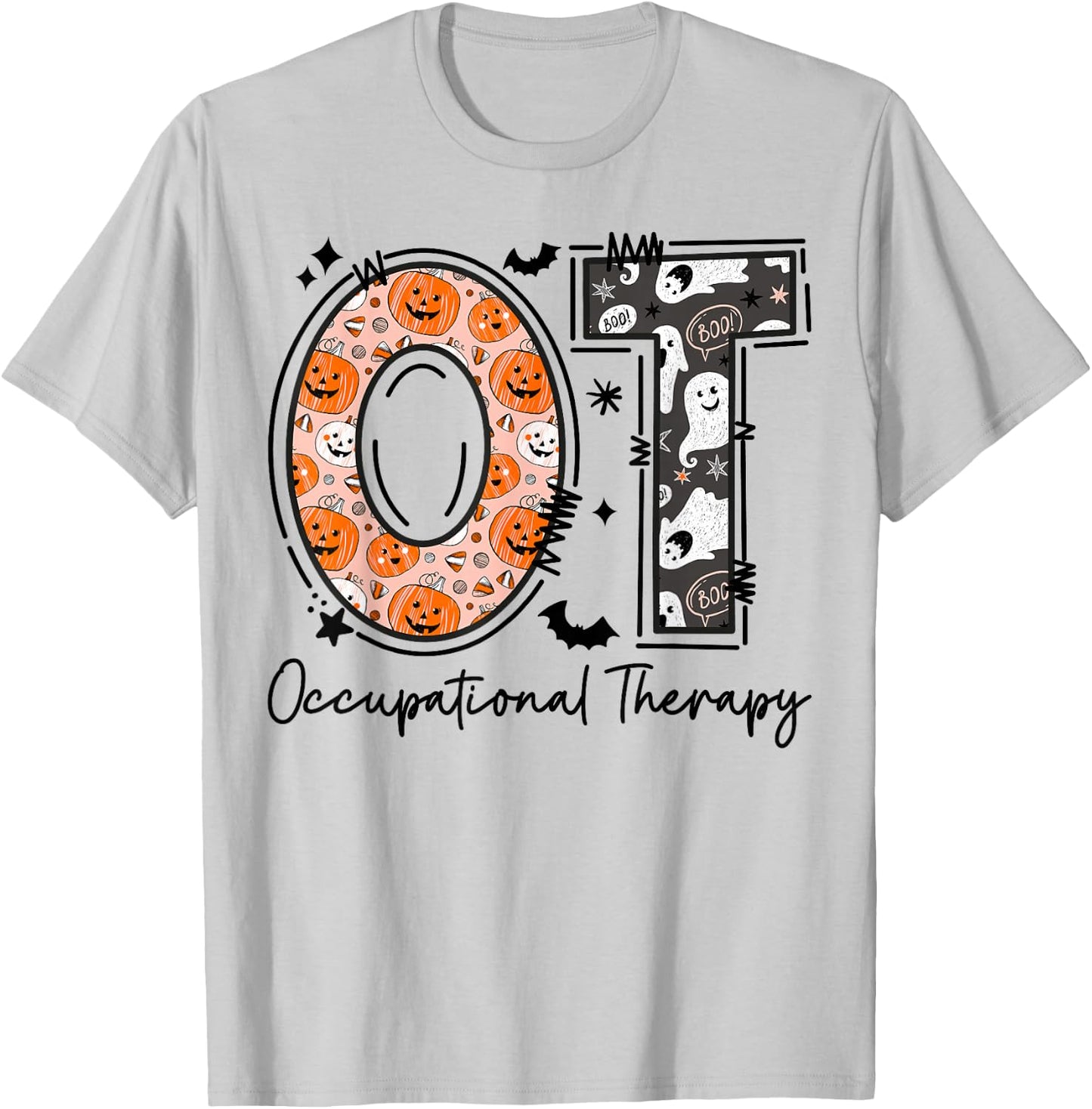 OT Occupational Therapy Therapist Halloween OTA Spooky T-Shirt - T-Shirt | Ash