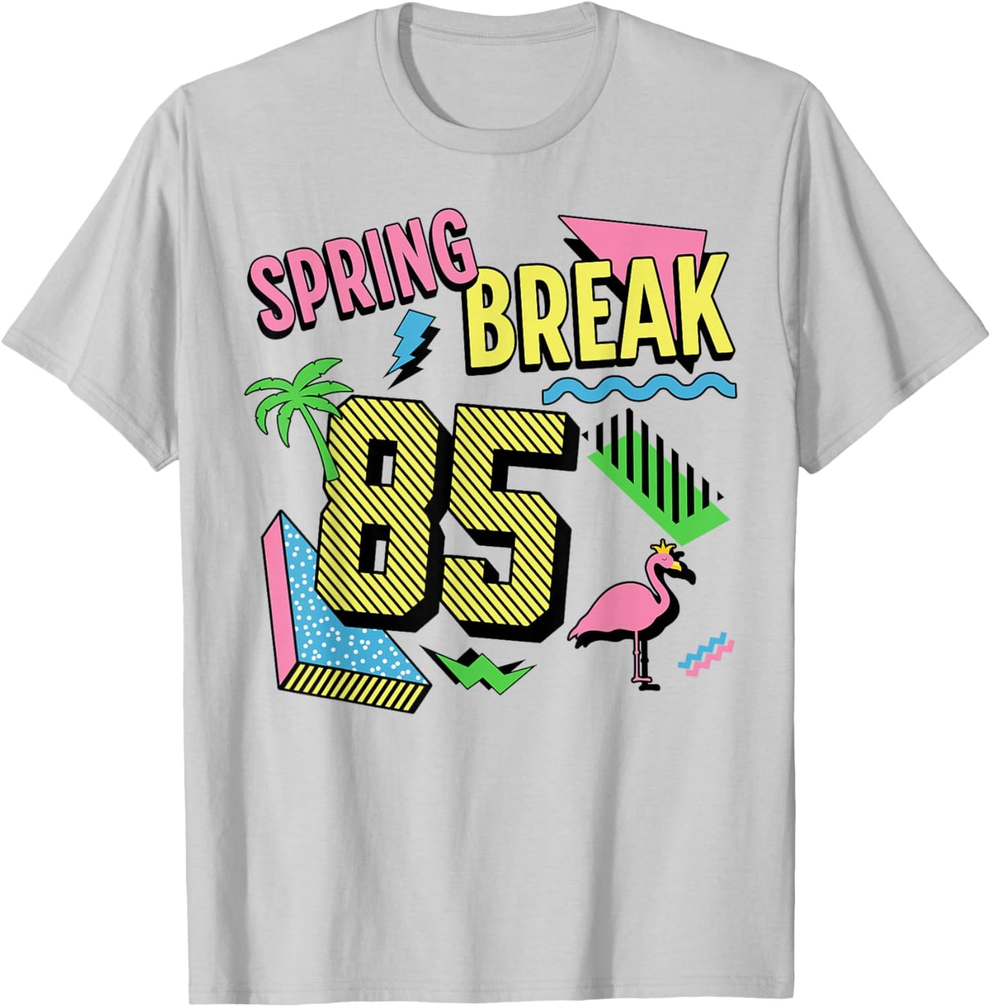 Spring Break Logo Retro Shape Graphic 1985 Throwback Design T-Shirt - T-Shirt | Ash