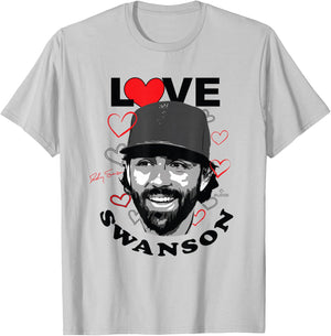 Love Dansby Swanson Chicago Baseball MLBPA T-Shirt - T-Shirt | Ash