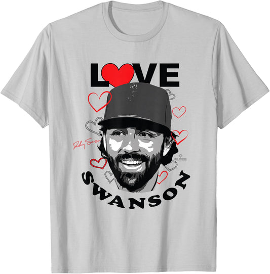 Love Dansby Swanson Chicago Baseball MLBPA T-Shirt - T-Shirt | Ash