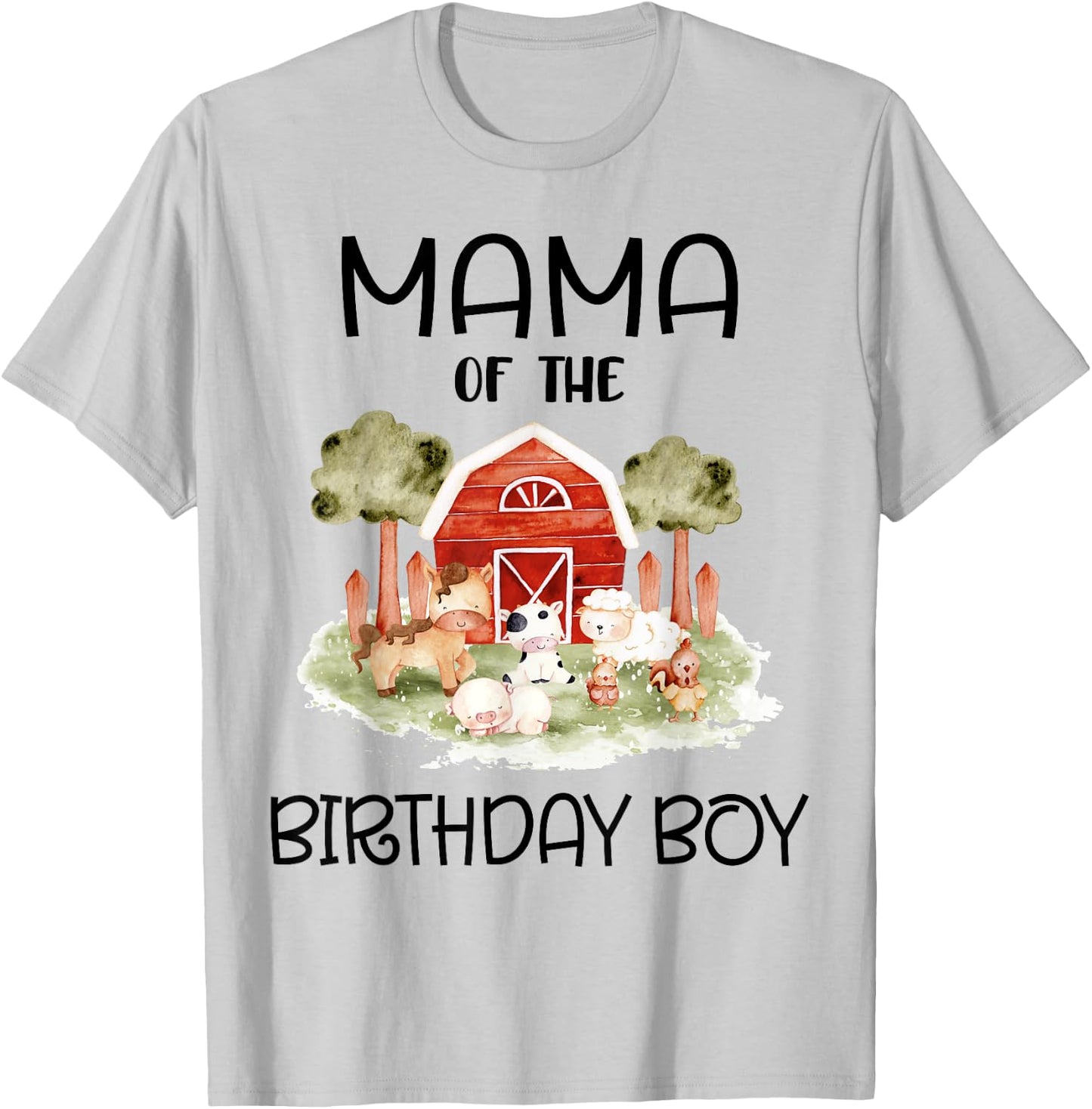 Mama of The Birthday For Boy Barnyard Farm Animals Party T-Shirt - T-Shirt | Ash