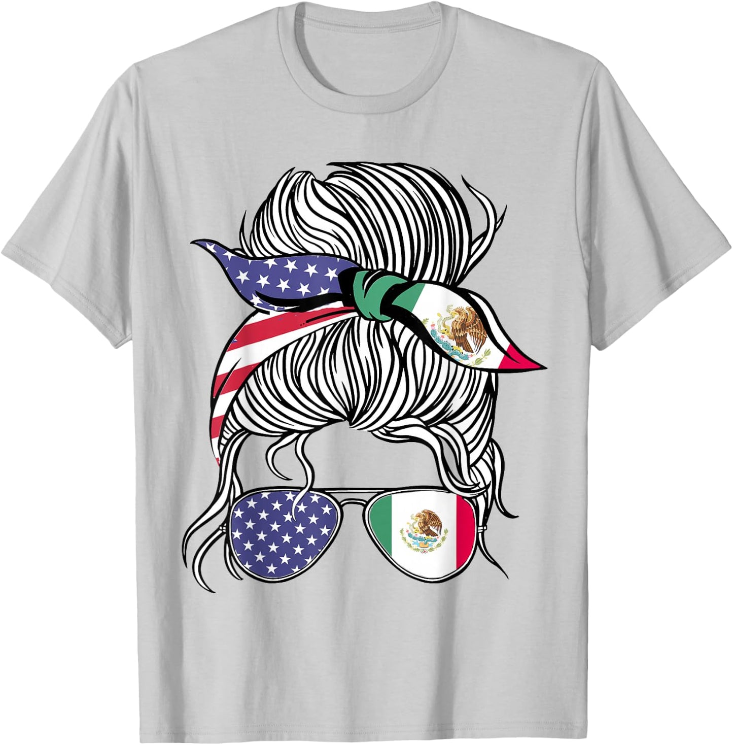 Mexican American Patriot Grown Proud Women Girl Flag T-Shirt - T-Shirt | Ash