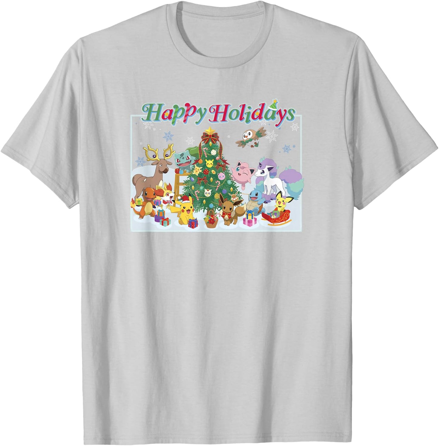 Pokémon Christmas Happy Holidays Big Group Shot T-Shirt - T-Shirt | Ash