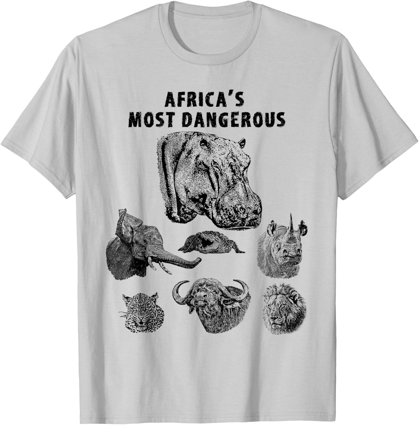 Hippopotamus Africa's Most Dangerous Wild Animals T-Shirt - T-Shirt | Ash