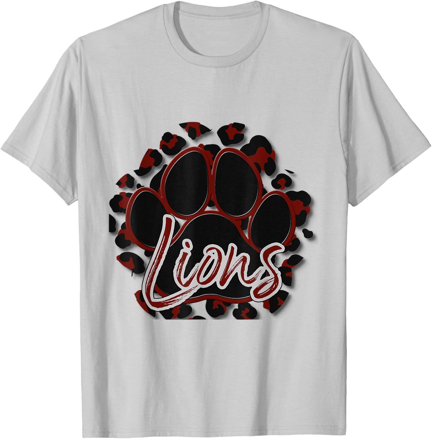 Lions Maroon Black Cheetah School Sports Fan Team Spirit T-Shirt - T-Shirt | Ash