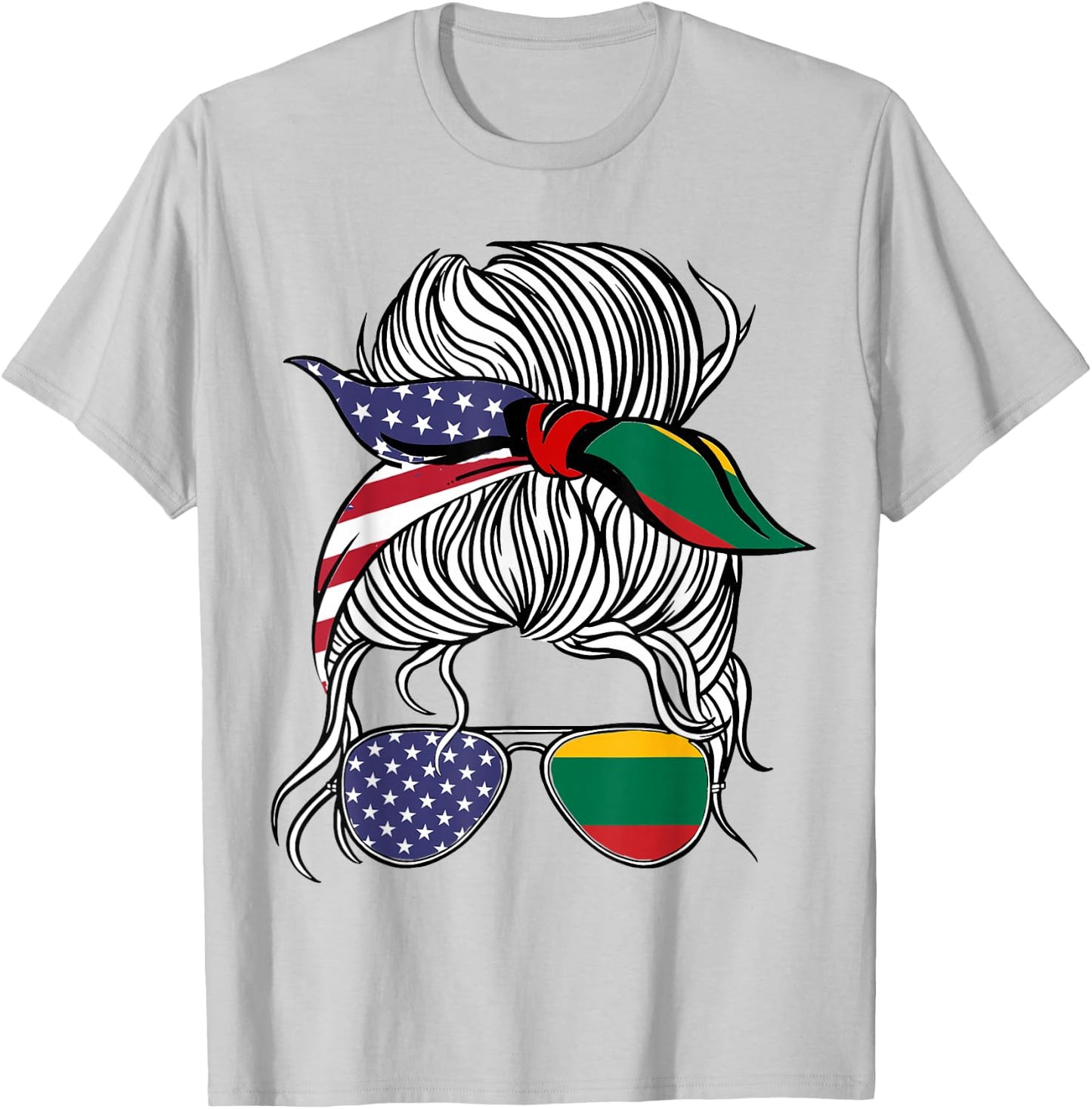 American Lithuanian Patriot Flag Women Girl Lithuania Grown T-Shirt - T-Shirt | Ash