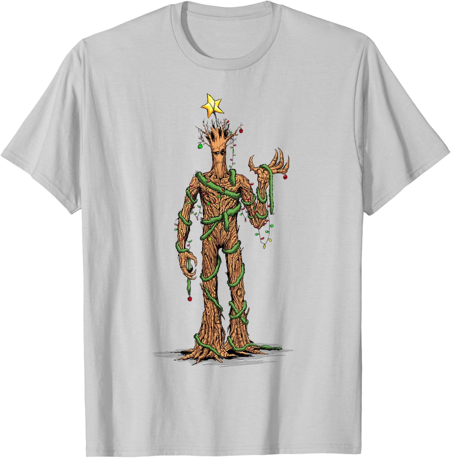 Marvel Guardians of the Galaxy Christmas Tree Groot Portrait T-Shirt - T-Shirt | Ash