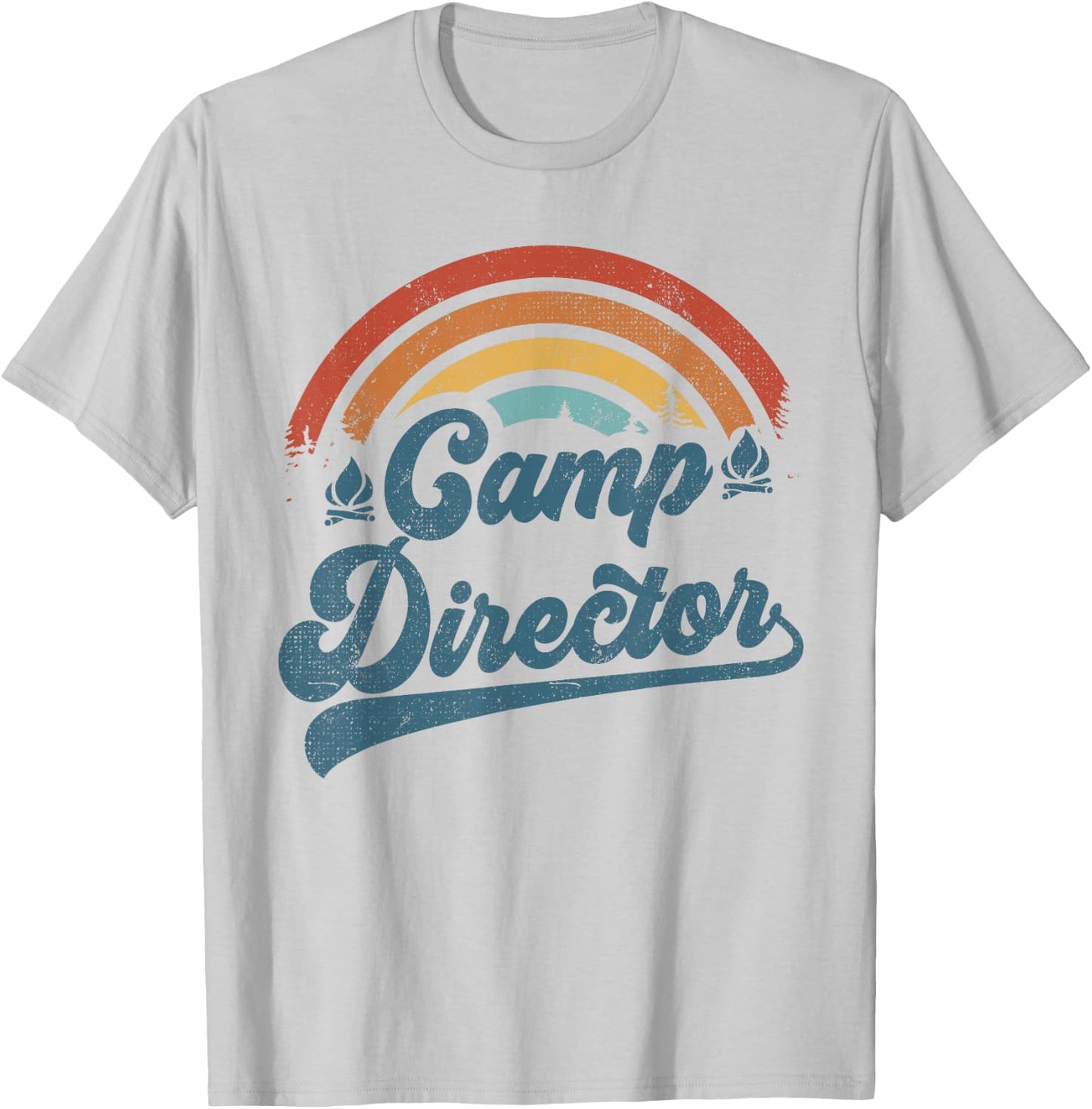Summer Camp Director Staff Groovy Rainbow Camp Counselor T-Shirt - T-Shirt | Ash