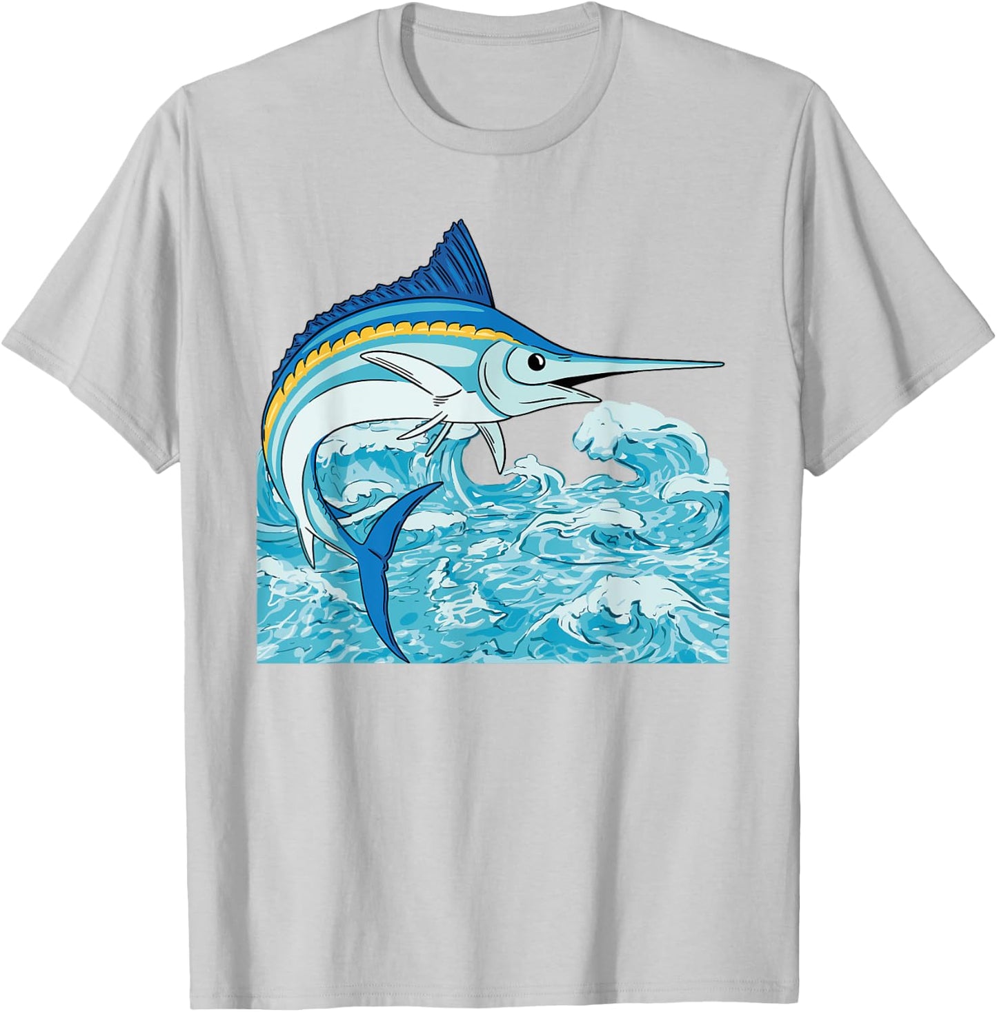 Swordfish Marlin Fish Saltwater Fishing Sea Animal Fisherman T-Shirt - T-Shirt | Ash