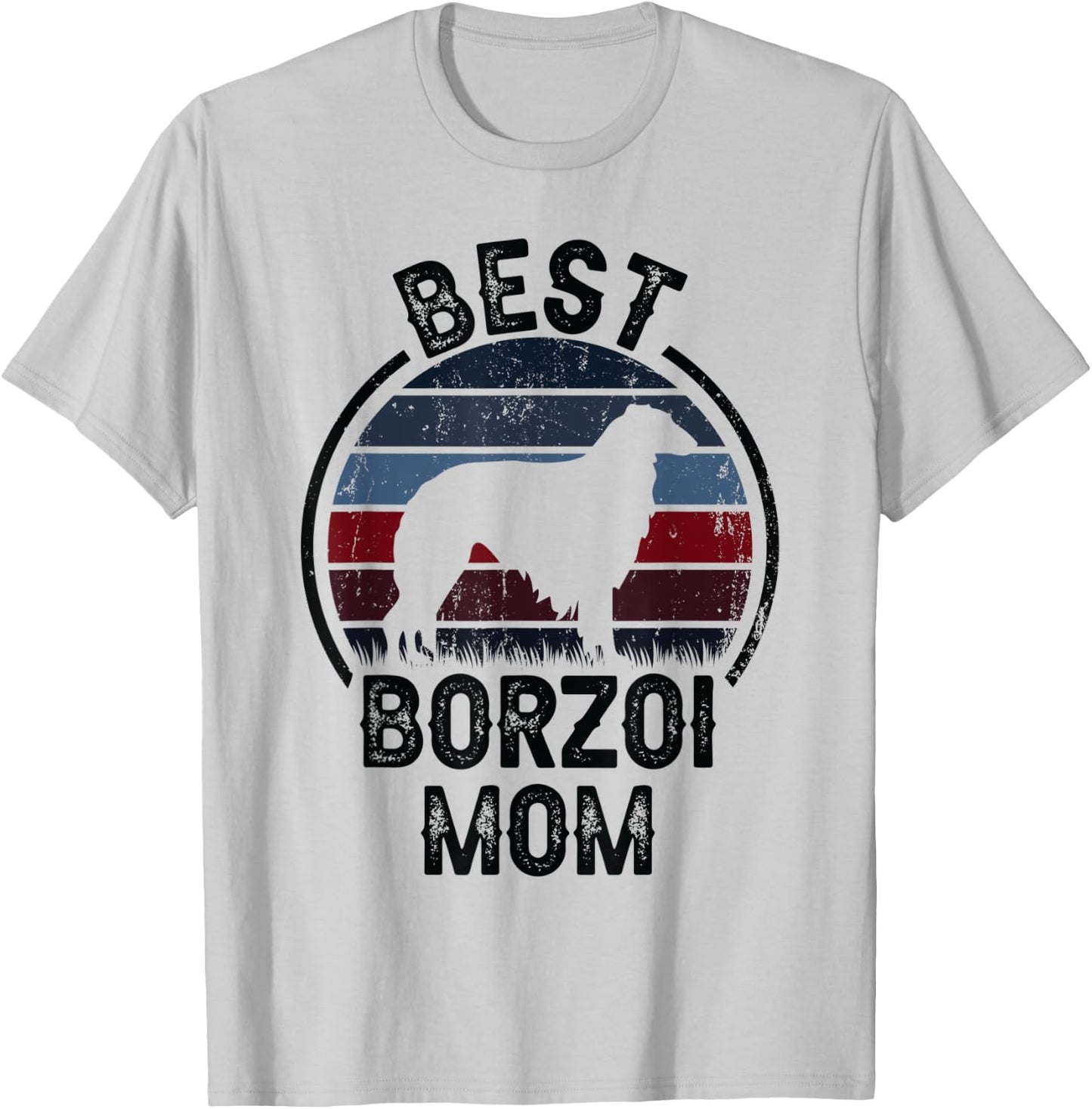 Best Dog Mother Mom - Vintage Borzoi T-Shirt - T-Shirt | Ash