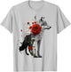 Wolf Rose Flower Animal Motif Art Animal Print Art T-Shirt - T-Shirt | Ash