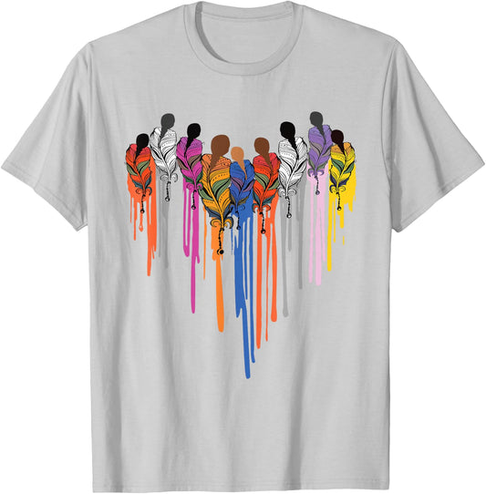 Women Heart Shape Watercolor Native American Heritage Month T-Shirt - T-Shirt | Ash