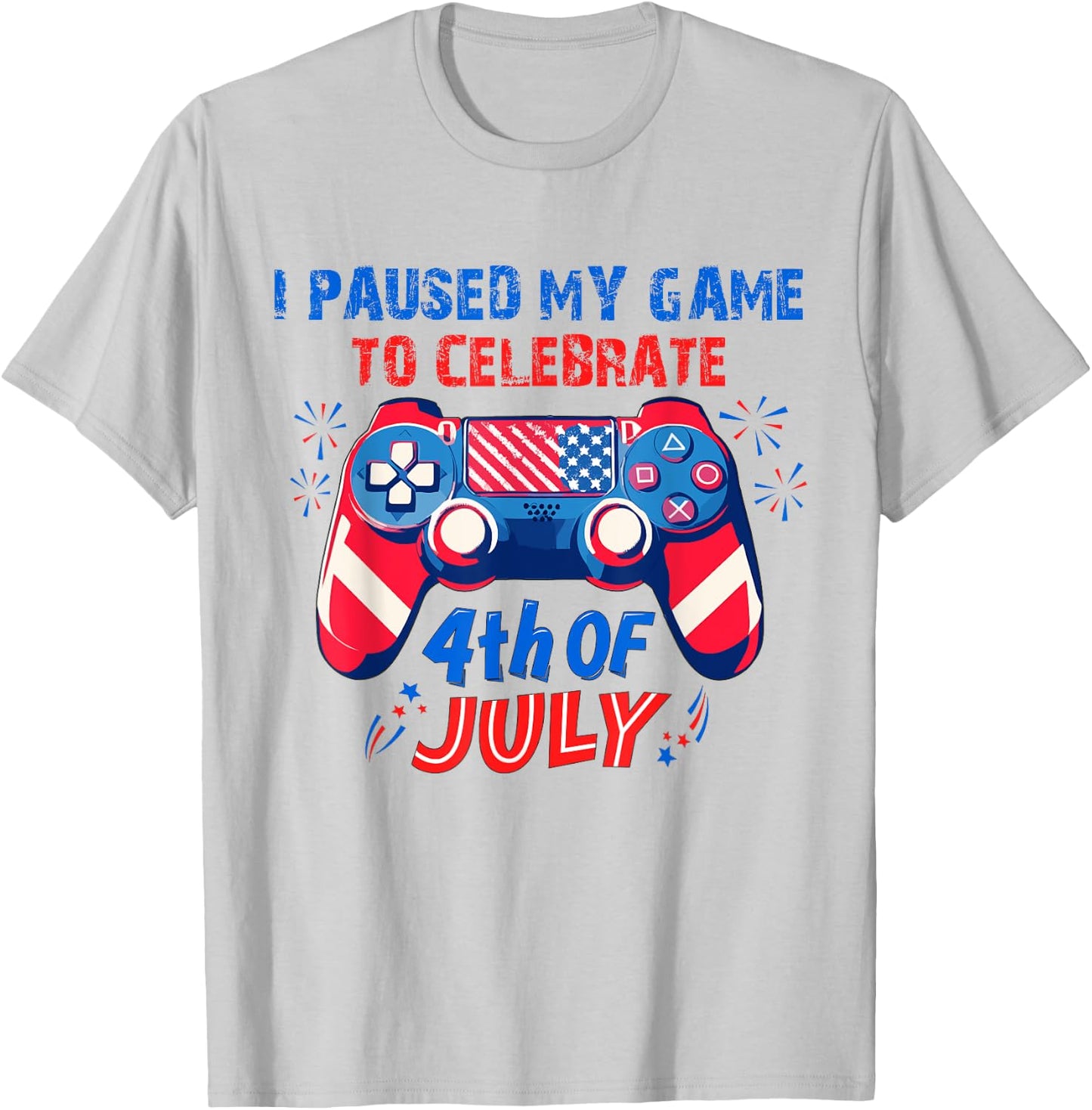 Gamer 4th Of July American Flag Gaming Lover Boys Girls Teen T-Shirt - T-Shirt | Ash