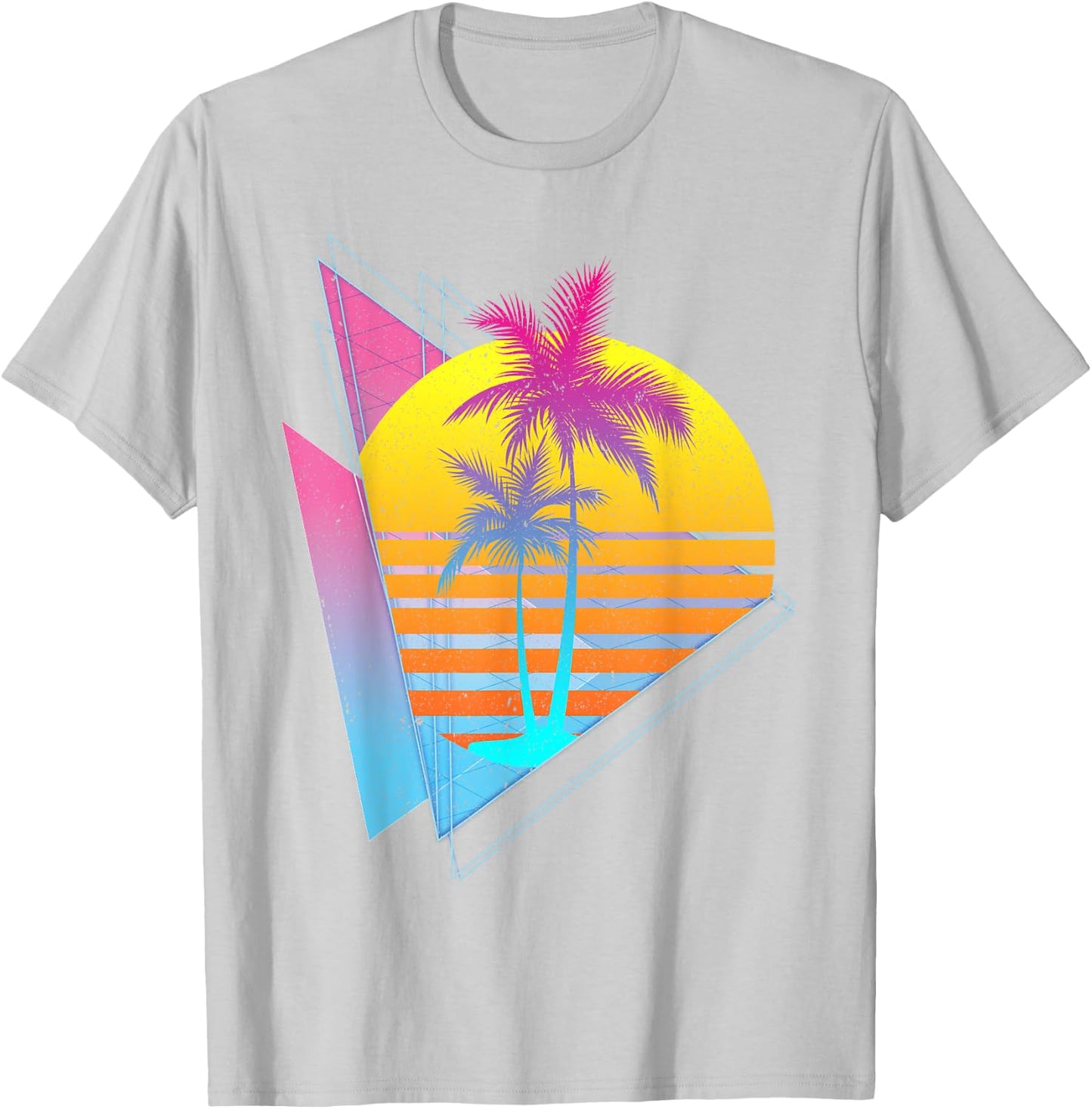 Vaporwave 80s Art Palm Trees Retro Sunset Tropical Summer T-Shirt - T-Shirt | Ash