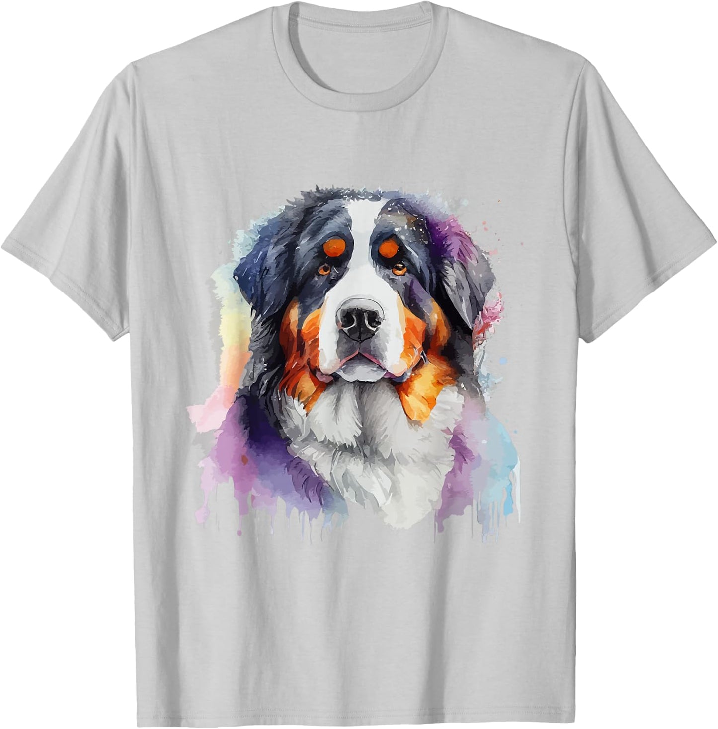 Bernese Mountain Dog Colorful Pop Art Tie Dye Tri Color T-Shirt - T-Shirt | Ash