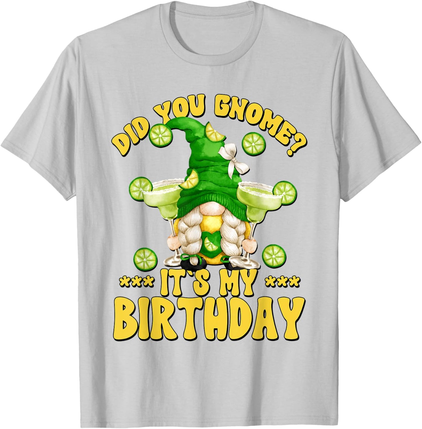 Drinking Margarita Birthday Party Gnome For Vacation Ladies T-Shirt - T-Shirt | Ash