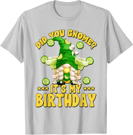Drinking Margarita Birthday Party Gnome For Vacation Ladies T-Shirt - T-Shirt | Ash