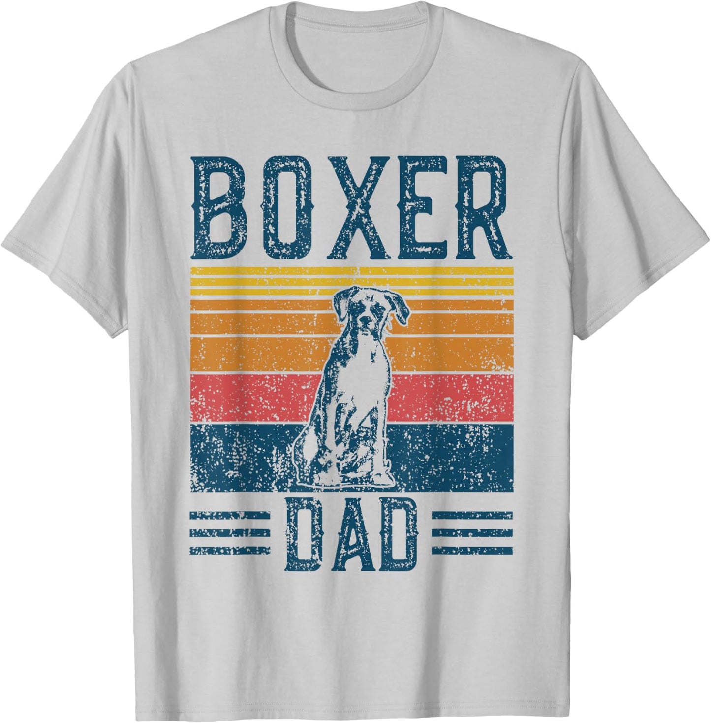 Retro Boxer Dad Geschenk Fr Herren - Vintage Dad Boxer Papa - Grey, Small - Modern, Letter Print, , Short Sleeve, -Adults T-Shirt - T-Shirt | Ash