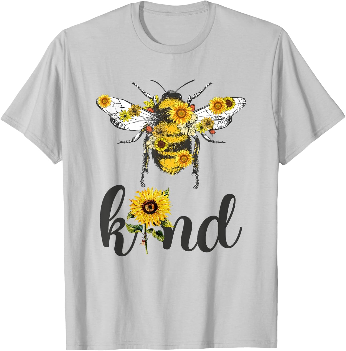 Cool Bee Kind Flower Funny Bumble Bee Women Girls T-Shirt - T-Shirt | Ash