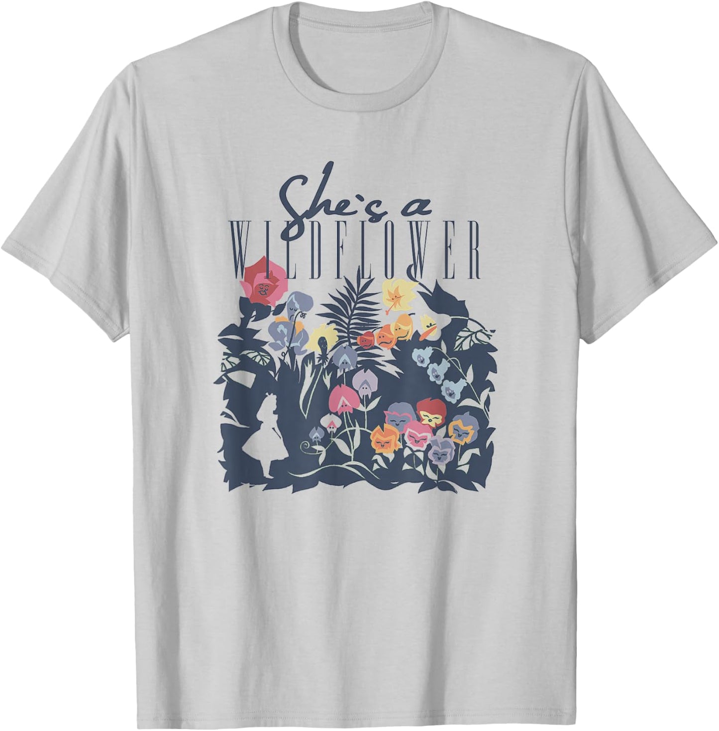 Disney Alice in Wonderland She's A Wildflower T-Shirt - T-Shirt | Ash