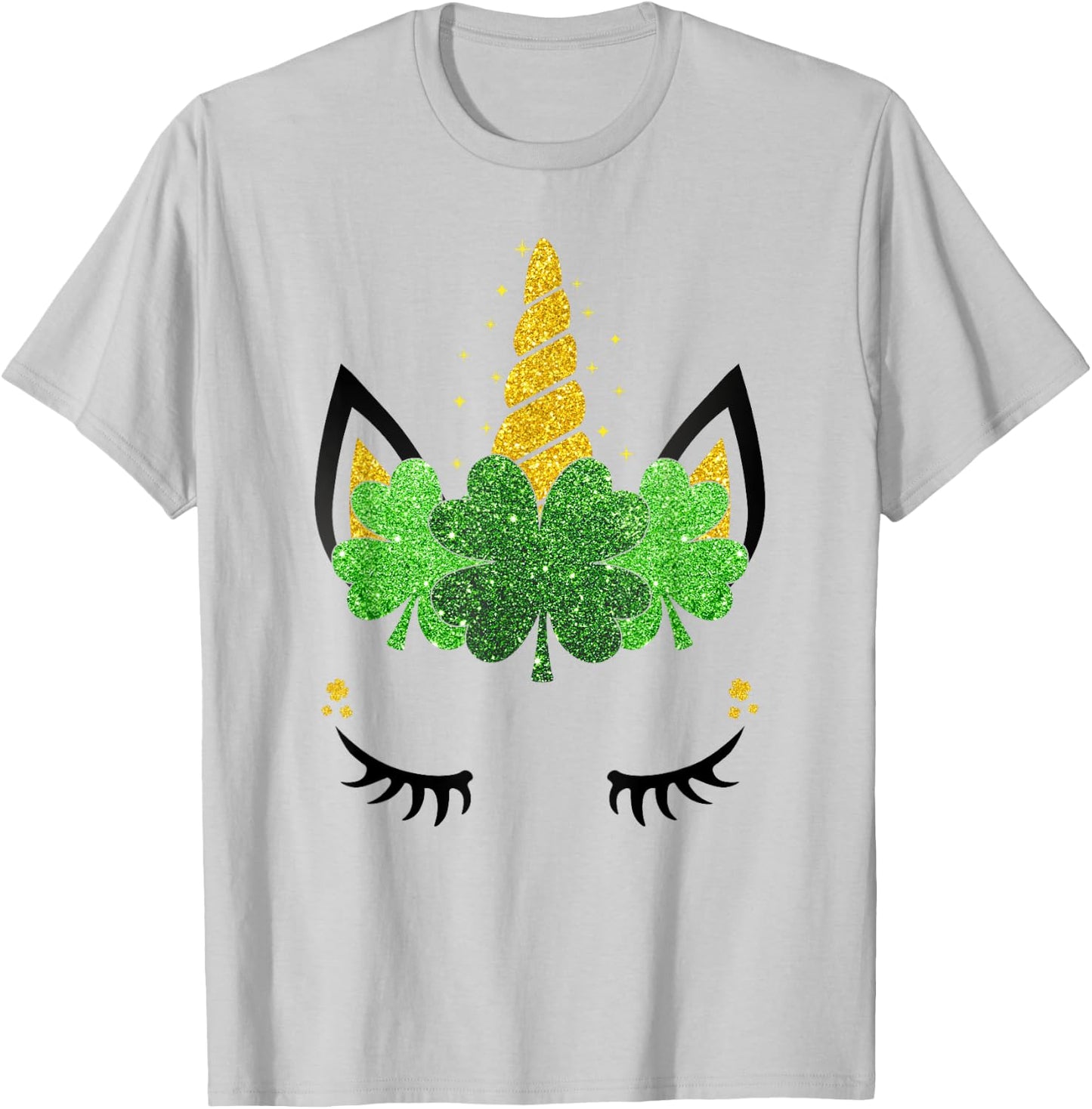 Unicorn Face St Patrick's Day Girls Kids Women T-Shirt - T-Shirt | Ash