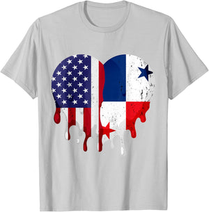 American Panamanian Hispanic Heritage Month Panama Heart T-Shirt - T-Shirt | Ash