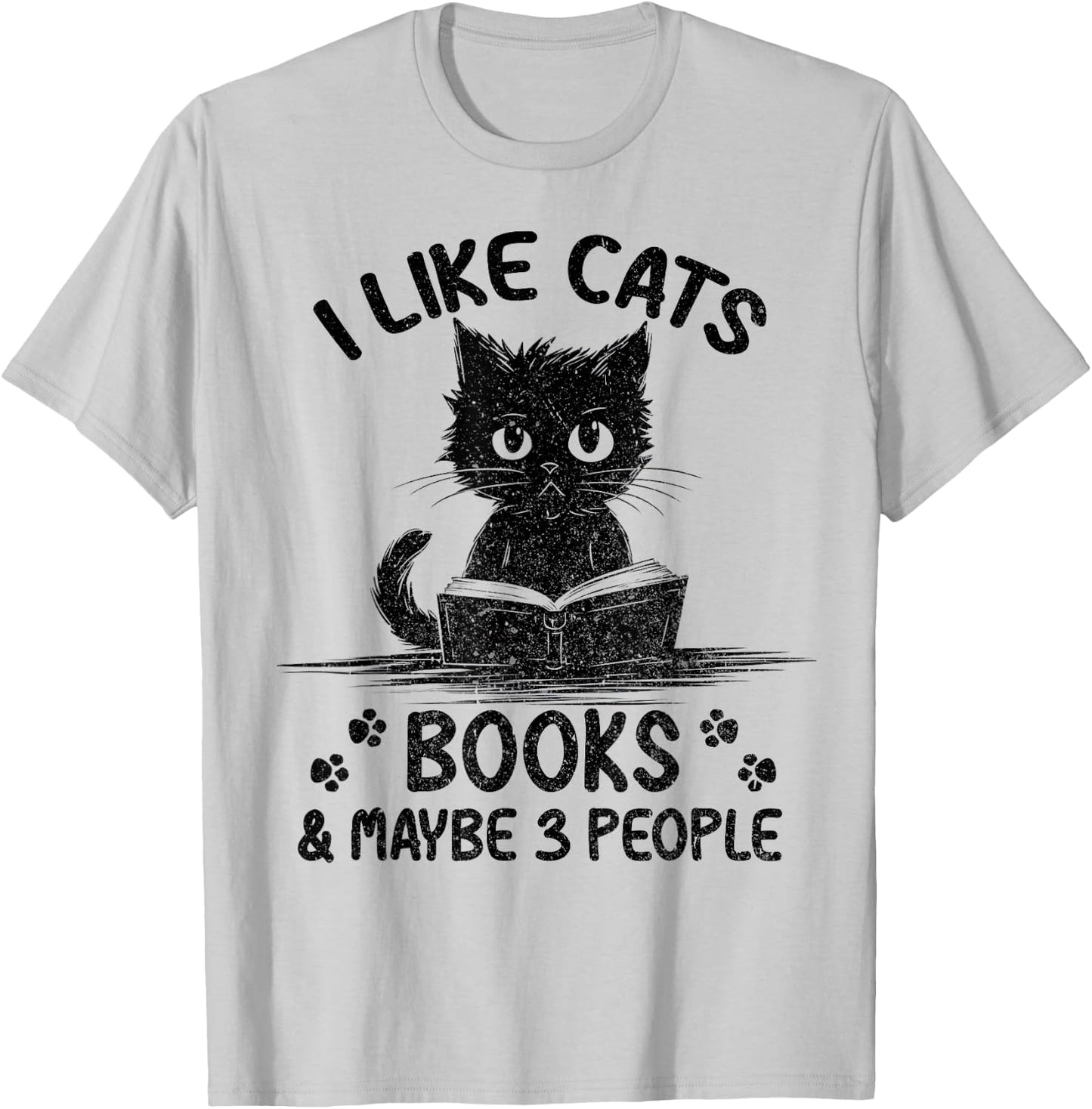 I Like Cats Books And Maybe 3 People Vintage Funny Cat Lover Women T-Shirt - T-Shirt | Ash