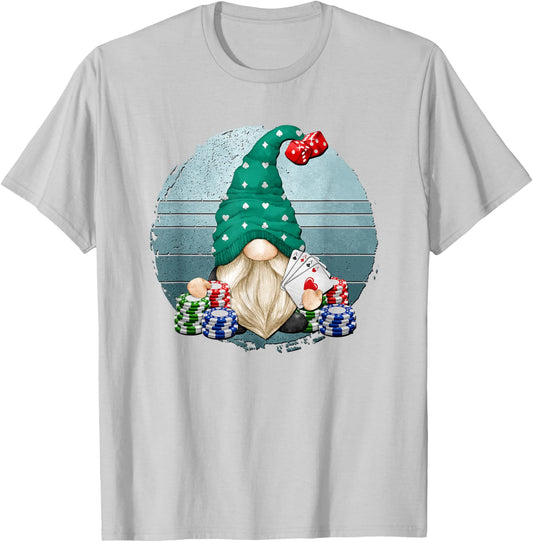 Funny Casino Gnome Las Vegas Trip Vintage Graphic T-Shirt - T-Shirt | Ash