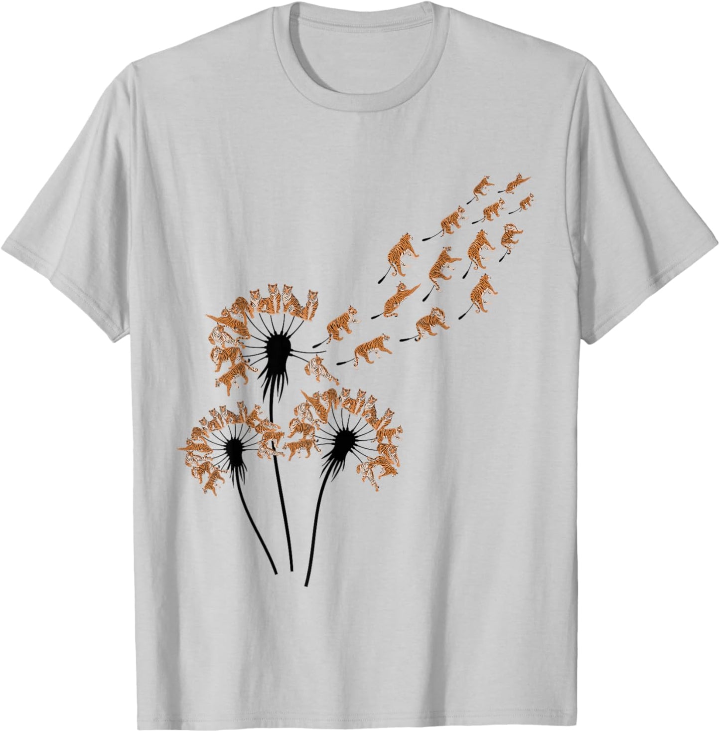 Dandelion Tigers Stuff for Tiger Lover | Tiger T-Shirt - T-Shirt | Ash