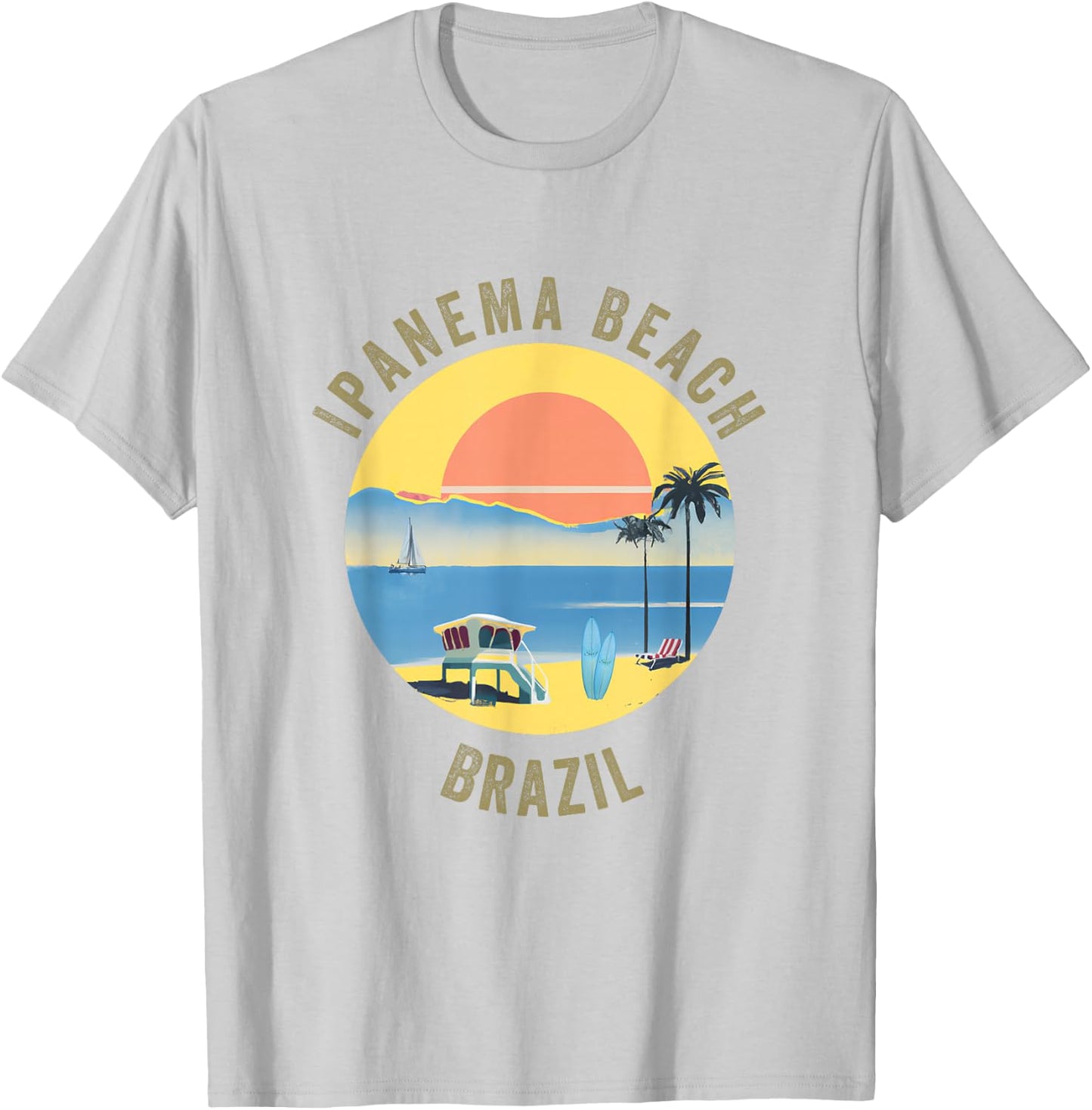 Ipanema Beach Souvenir Apparel - Retro Vintage Ipanema Beach T-Shirt - T-Shirt | Ash