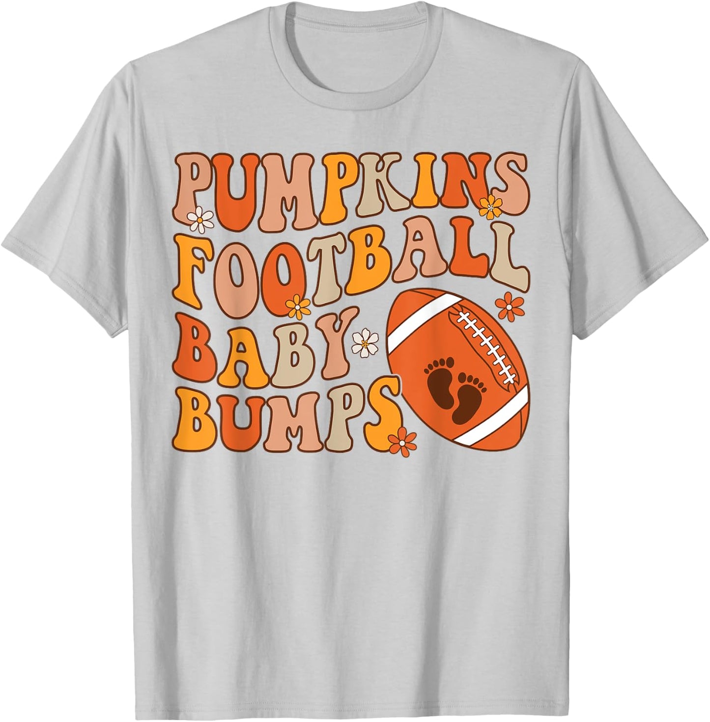 Pumpkins Football Baby Bumps Pregnancy Announcement Fall T-Shirt - T-Shirt | Ash